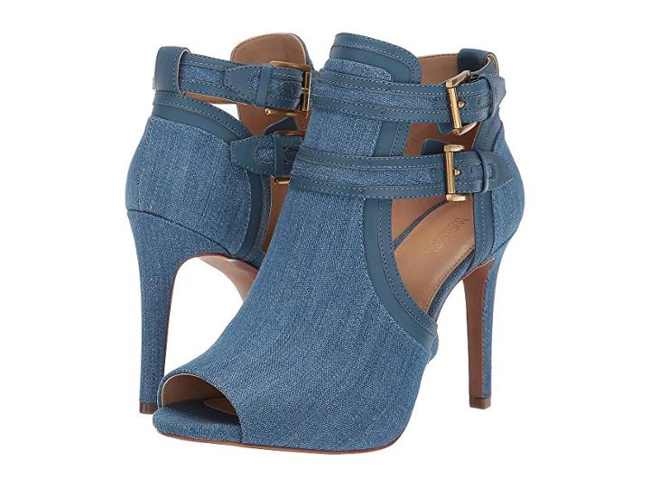 Michael Michael Kors Blaze Open Toe Bootie (light Denim) Women's Pull-on Boots