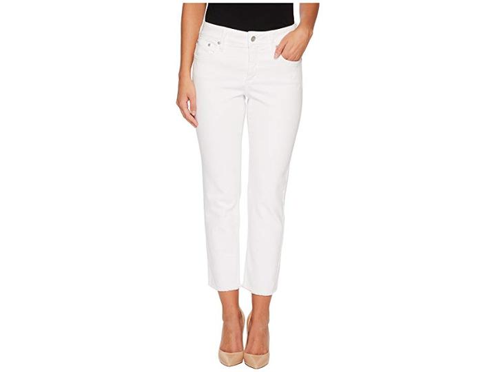 Nydj Petite Petite Sheri Slim Ankle W/ Fray Hem Twill (optic White) Women's Casual Pants
