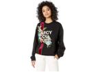 Juicy Couture Carnation Floral French Terry Pullover (pitch Black) Women's Clothing