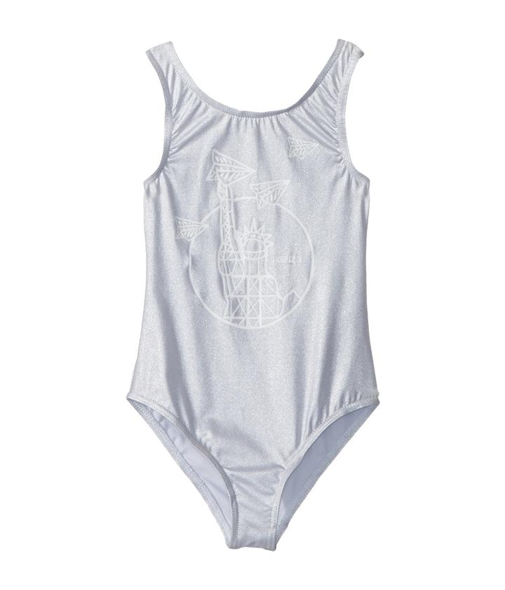 Kenzo Kids Swimsuit Statue Of Liberty (toddler/little Kids) (silver) Girl's Swimsuits One Piece
