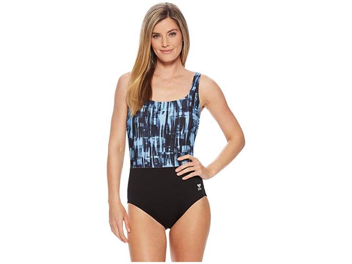 Tyr Tremiti Scoop Neck Controlfit (black/grey) Women's Swimsuits One Piece
