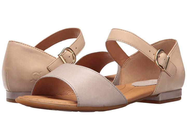 Born Cario (light Grey/natural Full Grain Combo) Women's Dress Flat Shoes