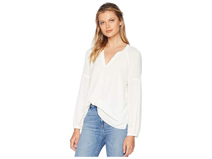 Vince Camuto Bubble Sleeve Soft Texture V-neck Blouse (antique White) Women's Blouse