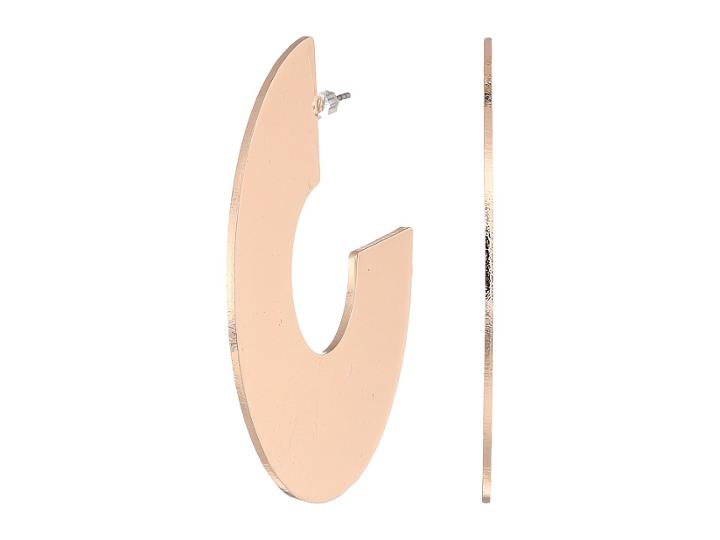 Guess Wide Flat C Hoop Earrings (rose Gold) Earring