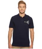 Lacoste Short Sleeve 'graphic Animtn' Embroidered Pique Regular (navy Blue/flour) Men's Short Sleeve Pullover