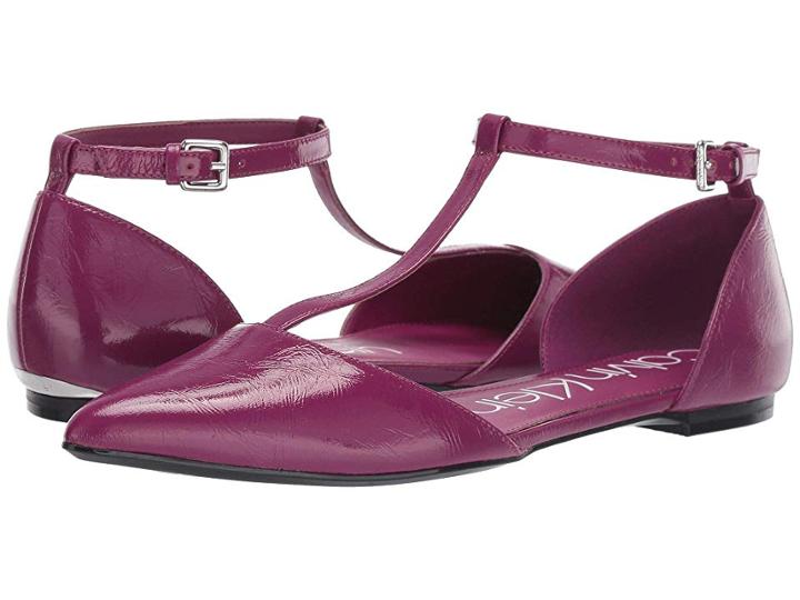 Calvin Klein Ghita Flat (magenta Paper Patent/clear Lucite) Women's Dress Flat Shoes