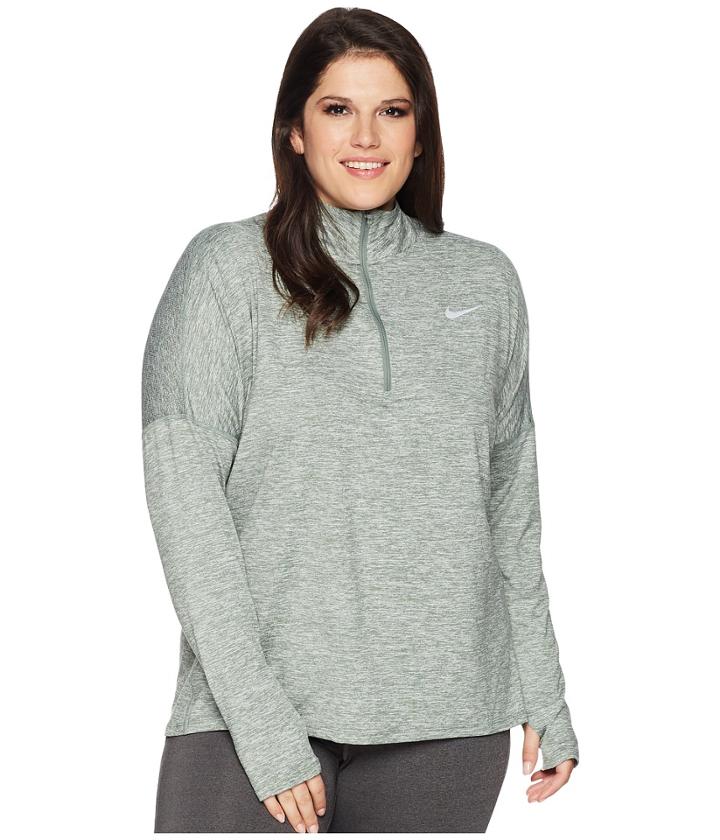 Nike Dry Element 1/2 Zip Running Top (size 1x-3x) (clay Green/heather) Women's Long Sleeve Pullover