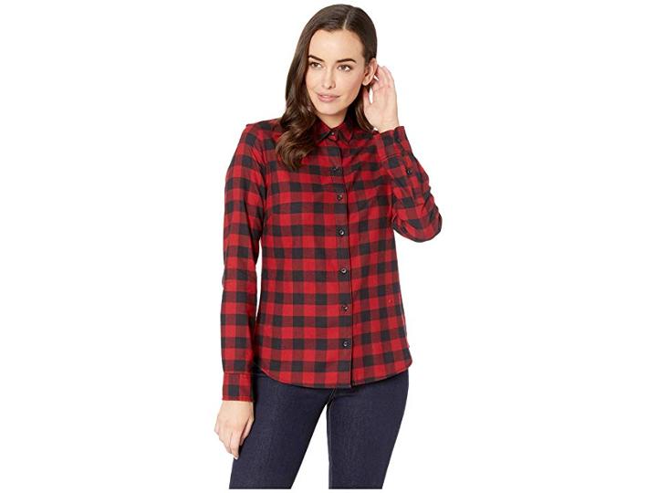 Pendleton Audrey Fitted Flannel Shirt (red/black Buffalo) Women's Clothing