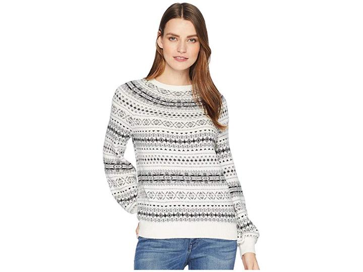 Lauren Ralph Lauren Fair Isle Cotton Blend Sweater (mascarpone Cream Multi) Women's Sweater