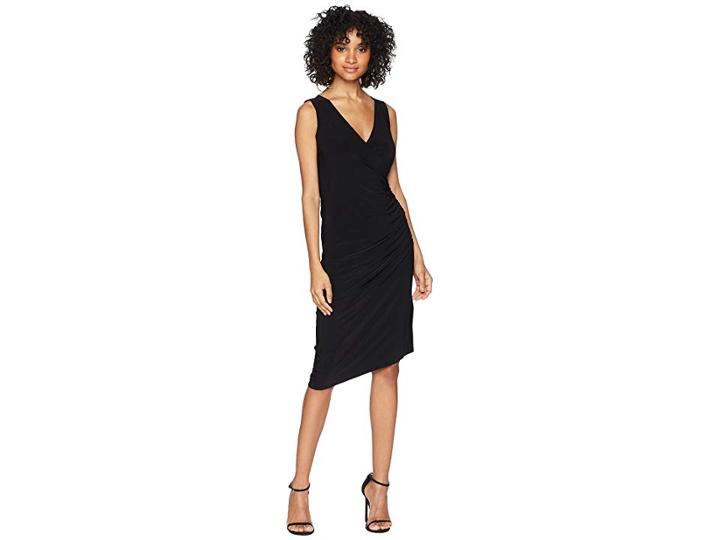 Kamalikulture By Norma Kamali Sleeveless V-neck Side Drape Dress (black) Women's Dress