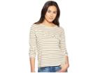 Lucky Brand Stripe Asymmetrical Ruffle Top (olive Stripe) Women's Long Sleeve Pullover