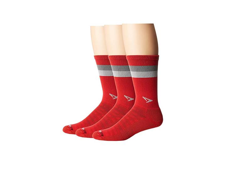 Drymax Sport Run Lite-mesh Crew 3-pack (torrid Red/anthracite/gray Stripes) Crew Cut Socks Shoes