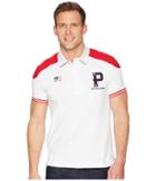 U.s. Polo Assn. Short Sleeve Slim Fit Color Block Pique Polo Shirt (white) Men's Clothing