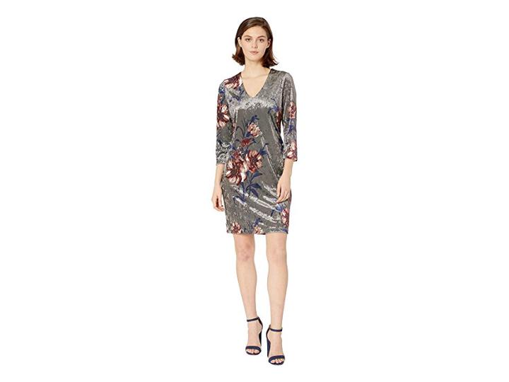Karen Kane Velvet V-neck Sheath Dress (print) Women's Dress