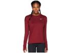 Nike Element Crew Top (burgundy Crush/red Crush/heather) Women's Long Sleeve Pullover