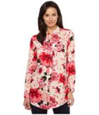 Jag Jeans Magnolia Tunic In Rayon Print (pink Poppies) Women's Blouse