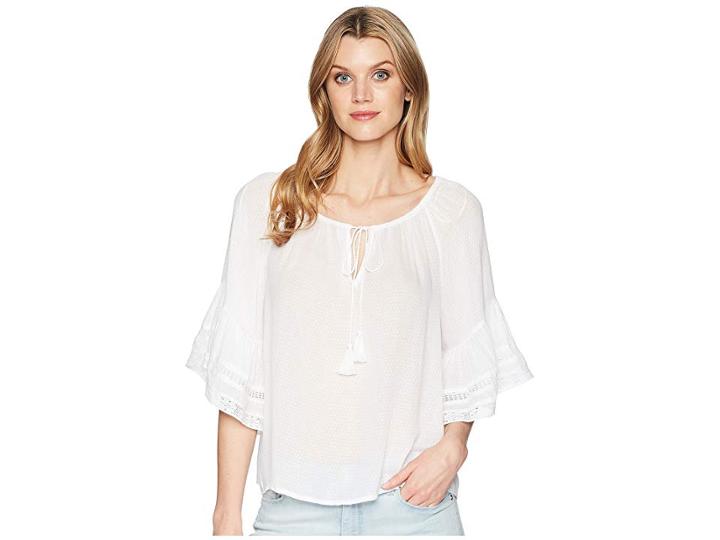 Lucky Brand Bell Sleeve Peasant Top (lucky White) Women's Clothing