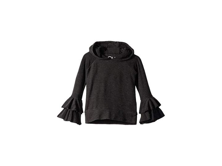 Chaser Kids Super Soft Two Tiered Ruffled Sleeve Pullover Hoodie (toddler/little Kids) (black) Girl's Sweatshirt