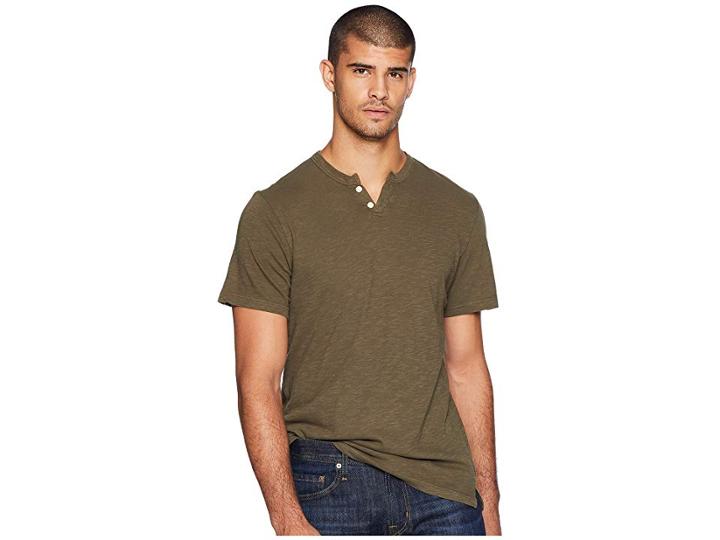 Joe's Jeans Wintz Short Sleeve Slub Henley (hunter Green) Men's Clothing