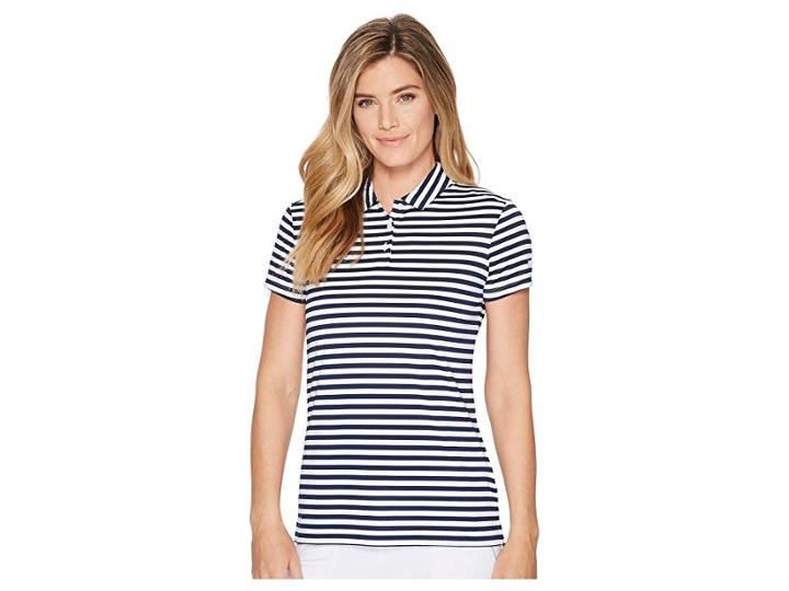 Nike Golf Dry Polo Short Sleeve Stripe (college Navy/white/white) Women's Clothing