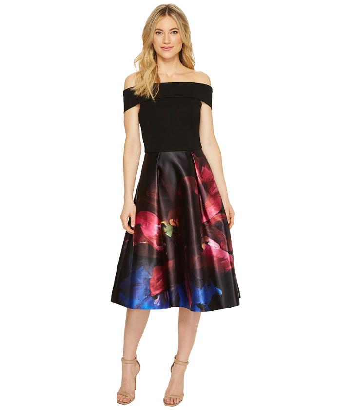 Ted Baker Kimey Impressionist Bardot Dress (black) Women's Dress