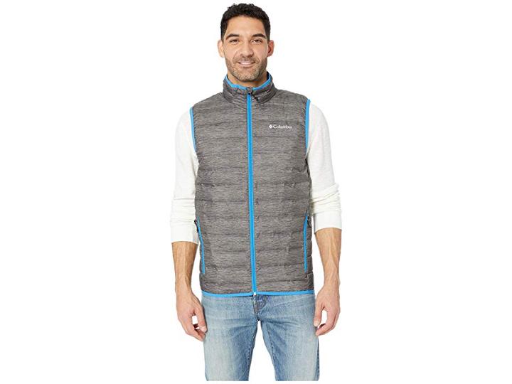 Columbia Lake 22 Down Vest (charcoal Heather Print/azure Blue) Men's Vest