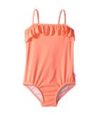 Seafolly Kids Sweet Summer Frill Tube Tank One-piece (infant/toddler/little Kids) (fusion Coral) Girl's Swimsuits One Piece