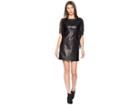 Romeo & Juliet Couture Fringe Sleeve Faux Leather Dress (black) Women's Dress