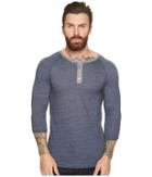 Alternative 3/4 Raglan Henley (eco True Navy/eco Grey) Men's Long Sleeve Pullover