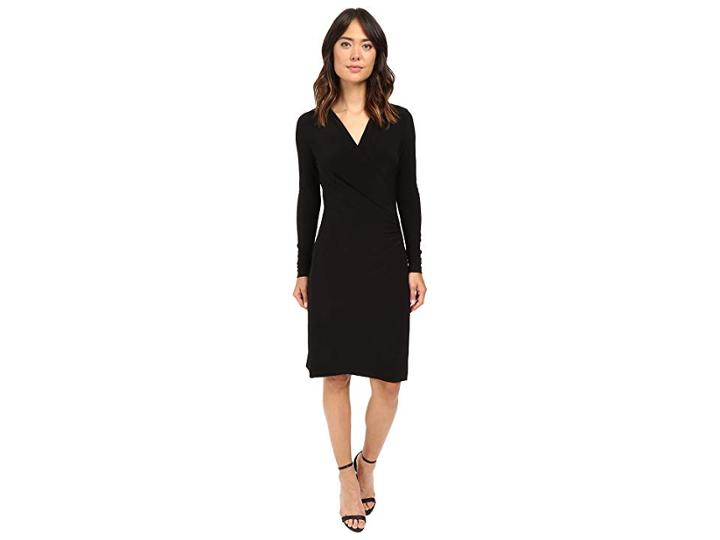 Kamalikulture By Norma Kamali L/s Side Draped Dress (black) Women's Dress