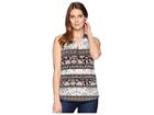 Ivanka Trump Sleeveless Printed Top With Open Hem (black/blush) Women's Clothing