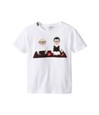Dolce & Gabbana Kids Patch Designers T-shirt (toddler/little Kids) (white Print) Boy's T Shirt