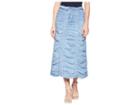 Xcvi Stretch Poplin Double Shirred Panel Skirt (cold Wash Blue) Women's Skirt