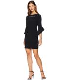 Bebe Logo Ruffle Sleeve Short Dress (black) Women's Dress