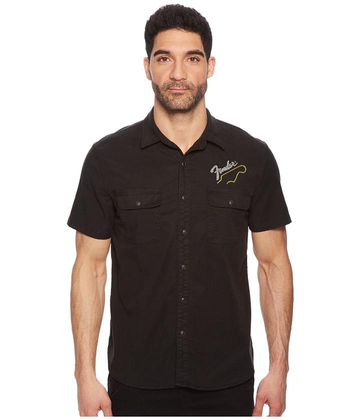 Lucky Brand Fender Embroidered Shirt (black) Men's Clothing