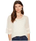 Lucky Brand Embroidered Top (birch) Women's Long Sleeve Pullover