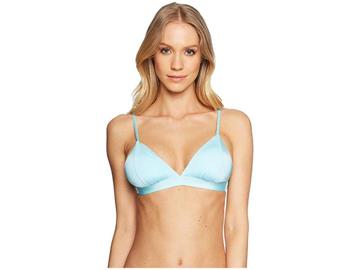The Bikini Lab Solid Banded Triangle Bikini Top (blue) Women's Swimwear