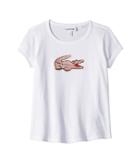 Lacoste Kids Short Sleeve Jersey Croc Print T-shirt (toddler/little Kids/big Kids) (white/fairy Pink) Girl's Clothing