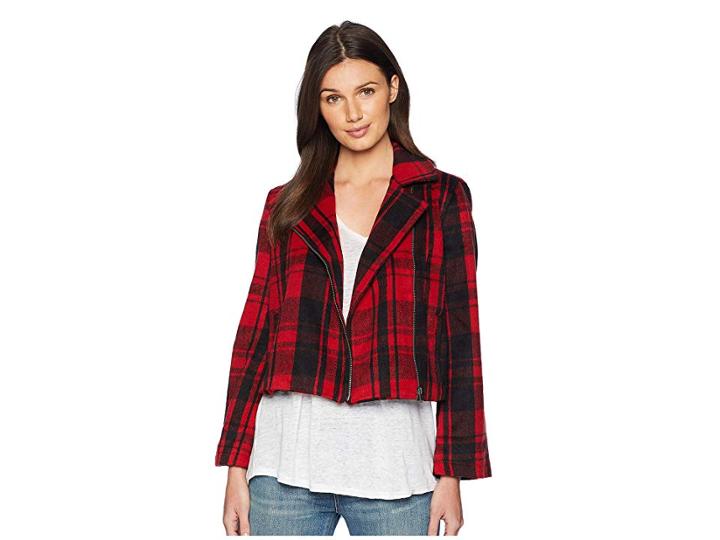 Jack By Bb Dakota Out Of The Woods Plaid Jacket (ruby) Women's Coat
