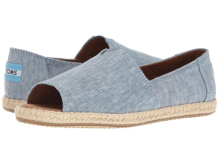 Toms Alpargata Open Toe (blue Slub Chambray) Women's Flat Shoes