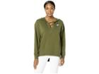 Nike Club Lace-up Hoodie (olive Canvas/olive Canvas/white) Women's Sweatshirt