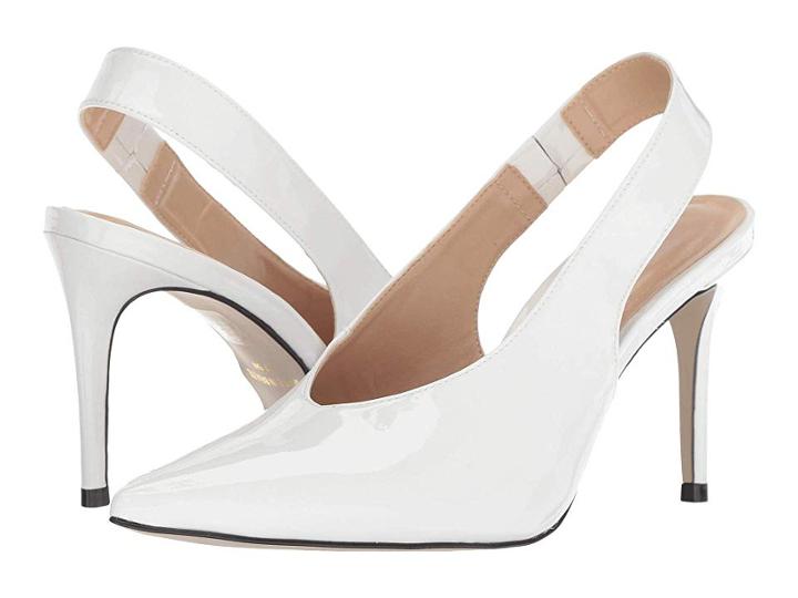 Massimo Matteo Pointy Toe Back Strap (white Patent) Women's 1-2 Inch Heel Shoes