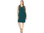 Calvin Klein Plus Plus Size V-neck Sheath Dress W/ Embrodery (malachite) Women's Dress
