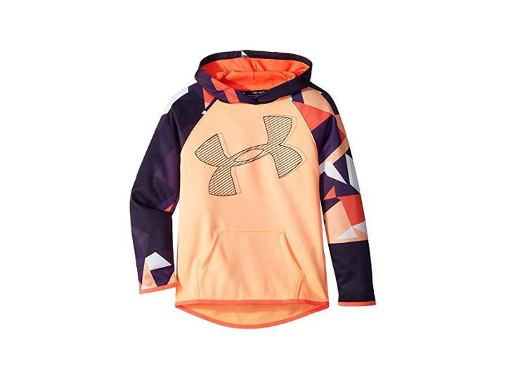 Under Armour Kids Af Hoodie Printed Logo (big Kids) (peach Horizon/purple Switch/after Burn) Girl's Sweatshirt