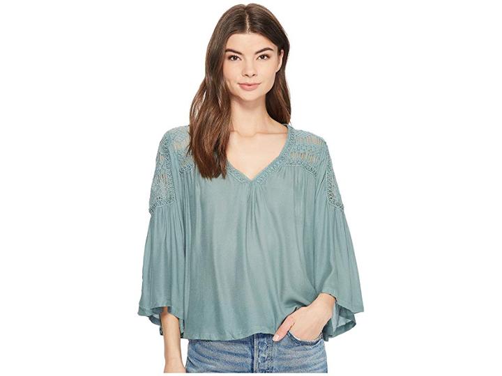 Romeo & Juliet Couture Lace Shoulder Detail Blouse (dusty Sage) Women's Blouse