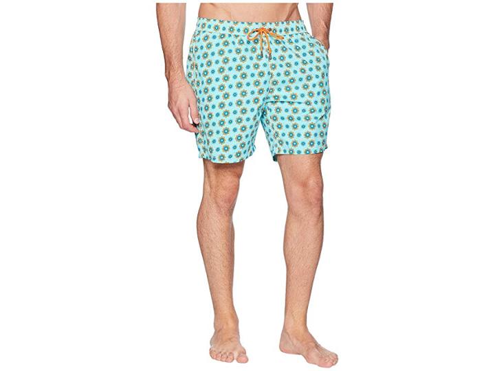 Mr. Swim Spin Wheel Elastic Printed Swim Trunk (turquoise) Men's Swimwear