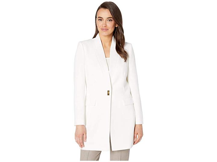 Tahari By Asl Parker Twill Turn Key Topper (ivory White) Women's Jacket