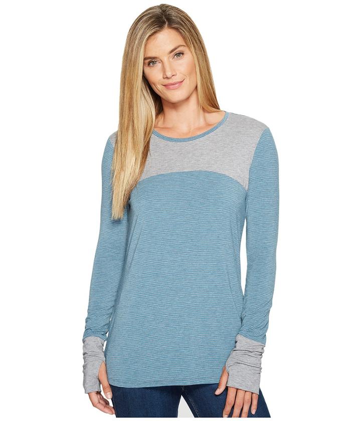 Toad&co Swifty Long Sleeve Crew (deep Teal Stripe) Women's Clothing
