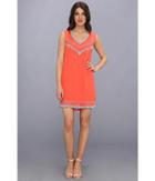 Nicole Miller V-neck Flapper Beading Shift Dress (neon Orange) Women's Dress