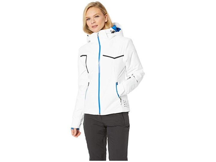 Spyder Protege Jacket (white/black/turkish Sea) Women's Coat